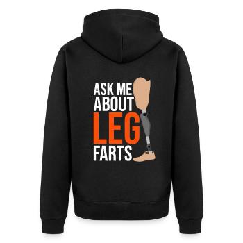 Artificial leg design for leg prostheses - Unisex Premium Organic Zip Hoodie - black - Back - Nico (187cm)