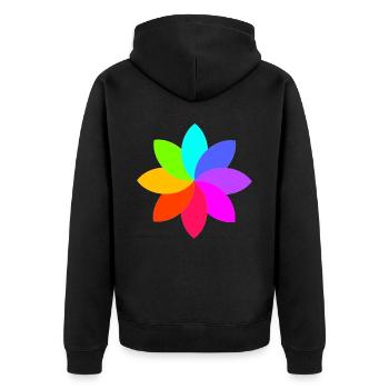 Regenbogenblume - Regenbogenfarben - Blume Grafik - Unisex Premium Bio Zip Hoodie - Schwarz - Hinten - Nico (187cm)