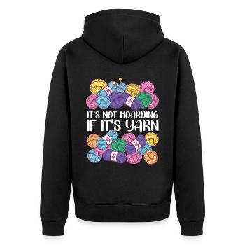 Knitting Knitter It's Not Hoarding - Unisex Premium Bio Zip Hoodie - Schwarz - Hinten - Nico (187cm)