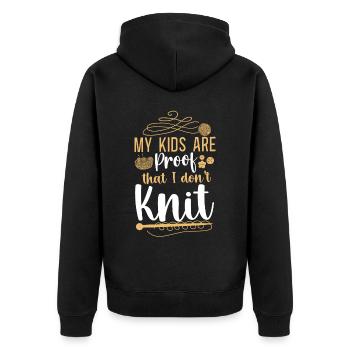 Knitting Knitter My Kids Are Proof - Unisex Premium Bio Zip Hoodie - Schwarz - Hinten - Nico (187cm)
