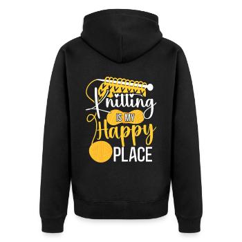 Knitting Knitter Knitting Is My - Unisex Premium Bio Zip Hoodie - Schwarz - Hinten - Nico (187cm)