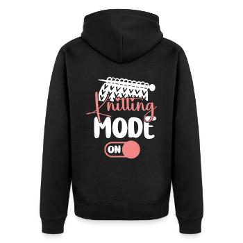 Knitting Knitter Knitting Mode On - Unisex Premium Bio Zip Hoodie - Schwarz - Hinten - Nico (187cm)