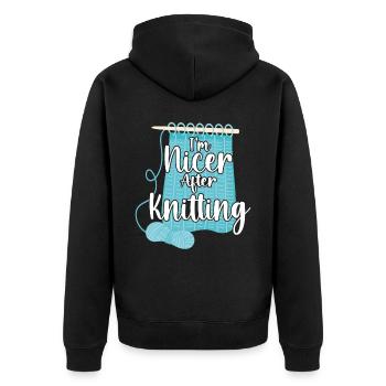 Knitting Knitter I'm Nicer After - Unisex Premium Organic Zip Hoodie - black - Back - Nico (187cm)