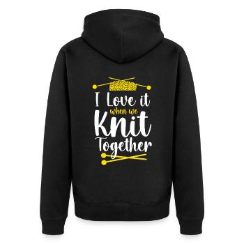 Knitting Knitter Friends Besties - Unisex Premium Bio Zip Hoodie - Schwarz - Hinten - Nico (187cm)