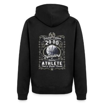 Vintage 2000 Basketball Cadeau d’anniversaire Hobby - Veste à capuche bio Premium Unisexe - noir - Dos - Nico (187cm)