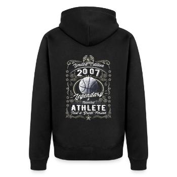 Vintage 2007 Basketball Geburtstag Geschenk Hobby - Unisex Premium Bio Zip Hoodie - Schwarz - Hinten - Nico (187cm)