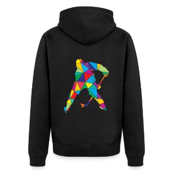 Ice hockey Polygon Low Poly - Unisex Premium Organic Zip Hoodie - black - Back - Nico (187cm)
