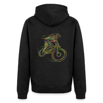Radfahrer Downhill MTB Mountainbike - Unisex Premium Bio Zip Hoodie - Schwarz - Hinten - Nico (187cm)