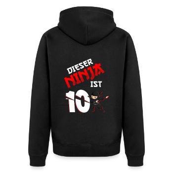10. Geburtstag Junge 10 Jahre alt - Unisex Premium Bio Zip Hoodie - Schwarz - Hinten - Nico (187cm)