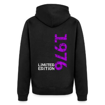 1976 Limited Edition Birthday Gift Wife Husband - Unisex Premium Organic Zip Hoodie - black - Back - Nico (187cm)
