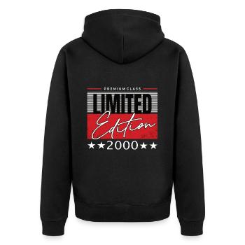 Limited Edition 2000 - Unisex Premium Organic Zip Hoodie - black - Back - Nico (187cm)
