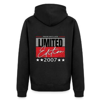 Limited Edition 2007 - Unisex Premium Bio Zip Hoodie - Schwarz - Hinten - Nico (187cm)