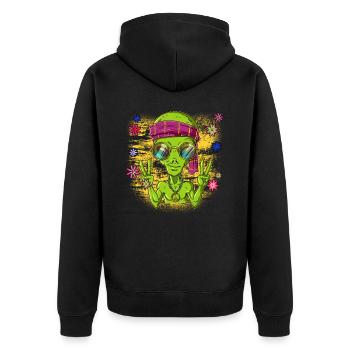 60s 70s Costume Groovy Hippie - Veste à capuche bio Premium Unisexe - noir - Dos - Nico (187cm)