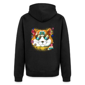 60er 70er Jahre Kostüm Groovy Hippie - Unisex Premium Bio Zip Hoodie - Schwarz - Hinten - Nico (187cm)