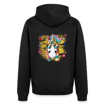 60s 70s Costume Groovy Hippie - Unisex Premium Organic Zip Hoodie - black - Back - Nico (187cm)