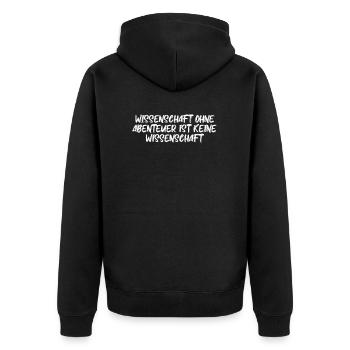 Wissenschaft - Wissenschaft ohne Abenteuer ist - Unisex Premium Bio Zip Hoodie - Schwarz - Hinten - Nico (187cm)