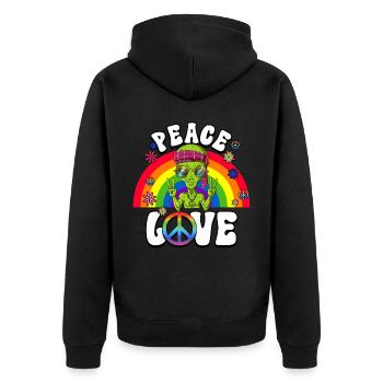 60s 70s Costume Peace Love Hippie - Veste à capuche bio Premium Unisexe - noir - Dos - Nico (187cm)
