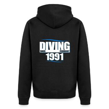 Anniversaire du plongeur - Plongée depuis février 1991 - Veste à capuche bio Premium Unisexe - noir - Dos - Nico (187cm)