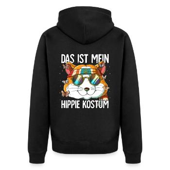 Das Ist Mein Hippie Kostüm 60er 70er Jahre Kostüm - Unisex Premium Bio Zip Hoodie - Schwarz - Hinten - Nico (187cm)