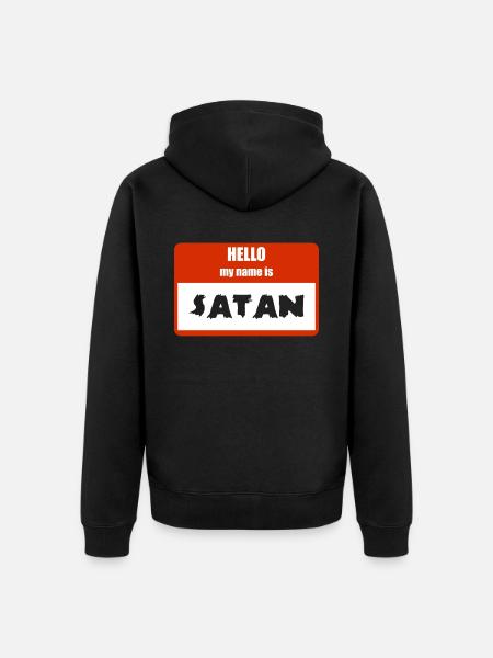 Gruseliges Halloween-Namensschild mit - Unisex Premium Bio Zip Hoodie - Schwarz