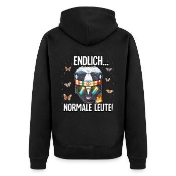 Endlich Normale Leute Hippie Goa Rave - Unisex Premium Bio Zip Hoodie - Schwarz - Hinten - Nico (187cm)