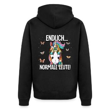 Endlich Normale Leute Hippie Goa Rave - Unisex Premium Bio Zip Hoodie - Schwarz - Hinten - Nico (187cm)