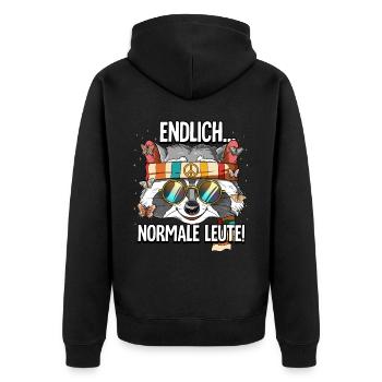 Endlich Normale Leute Hippie Goa Rave - Unisex Premium Bio Zip Hoodie - Schwarz - Hinten - Nico (187cm)