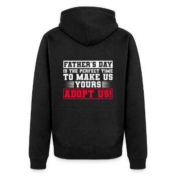 Stiefvater Vatertag Stiefpapa Adoption Geschenk - Unisex Premium Bio Zip Hoodie - Schwarz - Hinten - Nico (187cm)