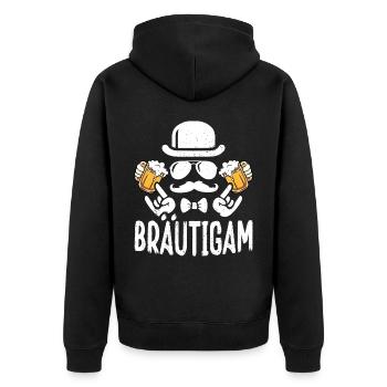 Männer JGA Bräutigam T-Shirt Polterabend Poltern - Unisex Premium Bio Zip Hoodie - Schwarz - Hinten - Nico (187cm)