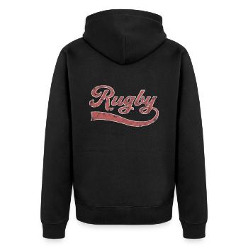Lettrage Rugby Football - Veste à capuche bio Premium Unisexe - noir - Dos - Nico (187cm)