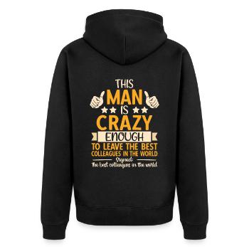 Abschiedsgeschenk Abschied Kollege Jobwechsel - Unisex Premium Bio Zip Hoodie - Schwarz - Hinten - Nico (187cm)
