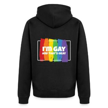 IM Gay And Thats Okay Homosexuell Gay - Unisex Premium Bio Zip Hoodie - Schwarz - Hinten - Nico (187cm)