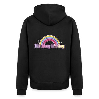 Its Okay Im Gay Homosexuell Gay - Unisex Premium Bio Zip Hoodie - Schwarz - Hinten - Nico (187cm)