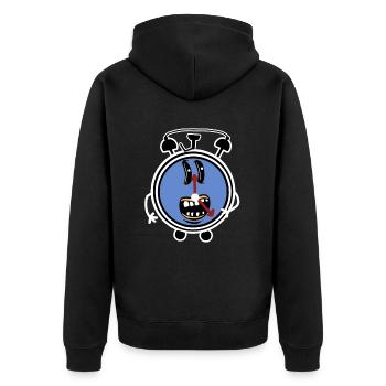 Bells Alarm clock Time Tired late risers lazy - Unisex Premium Organic Zip Hoodie - black - Back - Nico (187cm)
