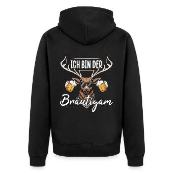 Männer JGA Bräutigam Polterabend T-Shirt Poltern - Unisex Premium Bio Zip Hoodie - Schwarz - Hinten - Nico (187cm)
