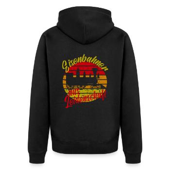 Dampflok Lokführer Eisenbahner Eisenbahn Vater - Unisex Premium Bio Zip Hoodie - Schwarz - Hinten - Nico (187cm)