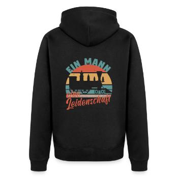 Dampflok Lokführer Eisenbahner Eisenbahn Vater - Unisex Premium Bio Zip Hoodie - Schwarz - Hinten - Nico (187cm)