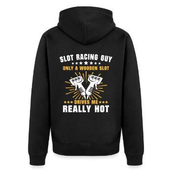 Slot Car Racing Slot Race - Unisex Premium Bio Zip Hoodie - Schwarz - Hinten - Nico (187cm)