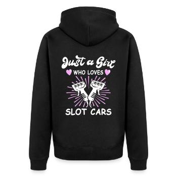 Slot Car Racing Slot Race - Unisex Premium Bio Zip Hoodie - Schwarz - Hinten - Nico (187cm)