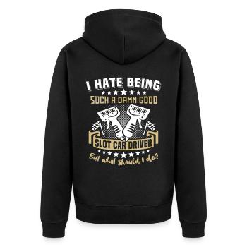 Slot Car Racing Slot Race - Unisex Premium Bio Zip Hoodie - Schwarz - Hinten - Nico (187cm)