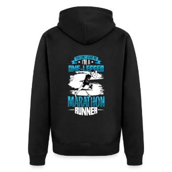 Fearless marathon runner with prosthetic running - Unisex Premium Organic Zip Hoodie - black - Back - Nico (187cm)