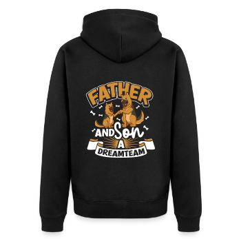 Das Dreamteam - Vater und Sohn - Unisex Premium Bio Zip Hoodie - Schwarz - Hinten - Nico (187cm)