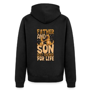 Beste Freunde - Vater und Sohn - Unisex Premium Bio Zip Hoodie - Schwarz - Hinten - Nico (187cm)