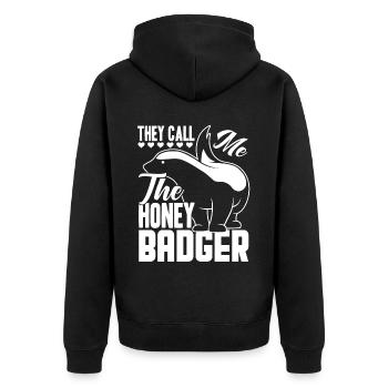 Honey Badger They Call Me the Honey Badger - Unisex Premium Organic Zip Hoodie - black - Back - Nico (187cm)