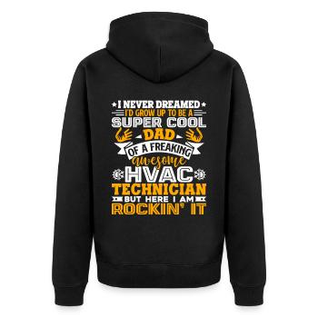 HVAC Technician Super Cool HVAC Technician Dad - Unisex Premium Organic Zip Hoodie - black - Back - Nico (187cm)