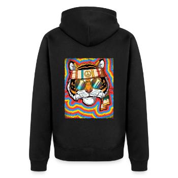 Hippie Tiger Psychedelic Trippy - Unisex Premium Organic Zip Hoodie - black - Back - Nico (187cm)
