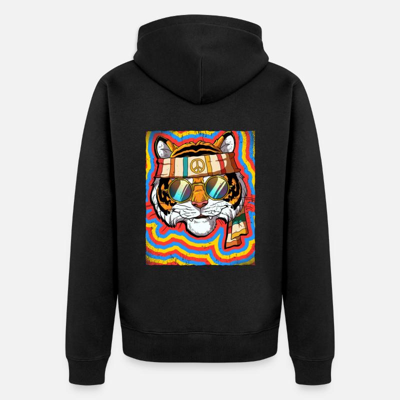 Hippie Tiger Psychedelic Trippy - Veste à capuche bio Premium Unisexe - noir