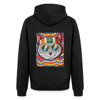 Hippie Cat Psychédélique Trippy - Veste à capuche bio Premium Unisexe - noir - Dos - Nico (187cm)