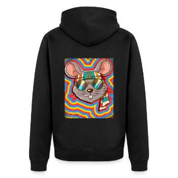 Hippie Mouse Psychedelic Trippy - Unisex Premium Organic Zip Hoodie - black - Back - Nico (187cm)