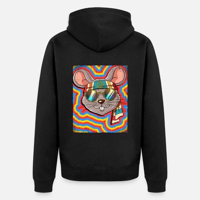 Hippie Mouse Psychédélique Trippy - Veste à capuche bio Premium Unisexe - noir